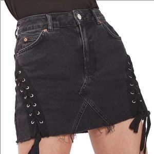 Boohoo Black Embellished Denim Mini Skirt